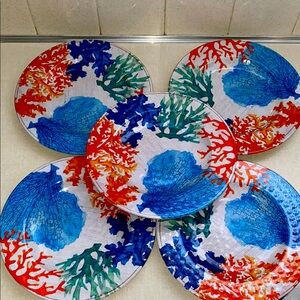 Melamine Colorful Coral Reef Sea Life Salad Plates 5‎